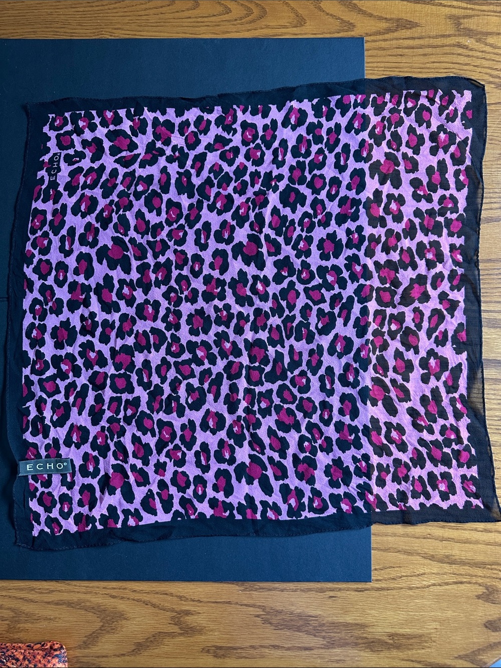 Echo Pink and Black Leopard Print Silk Scarf